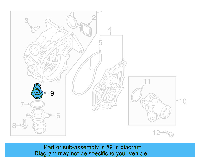 Engine Coolant Thermostat 06K-121-113-G - View 6