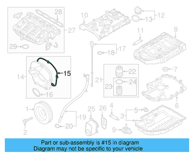Engine Timing Cover Gasket 06L-103-483-A - View 33