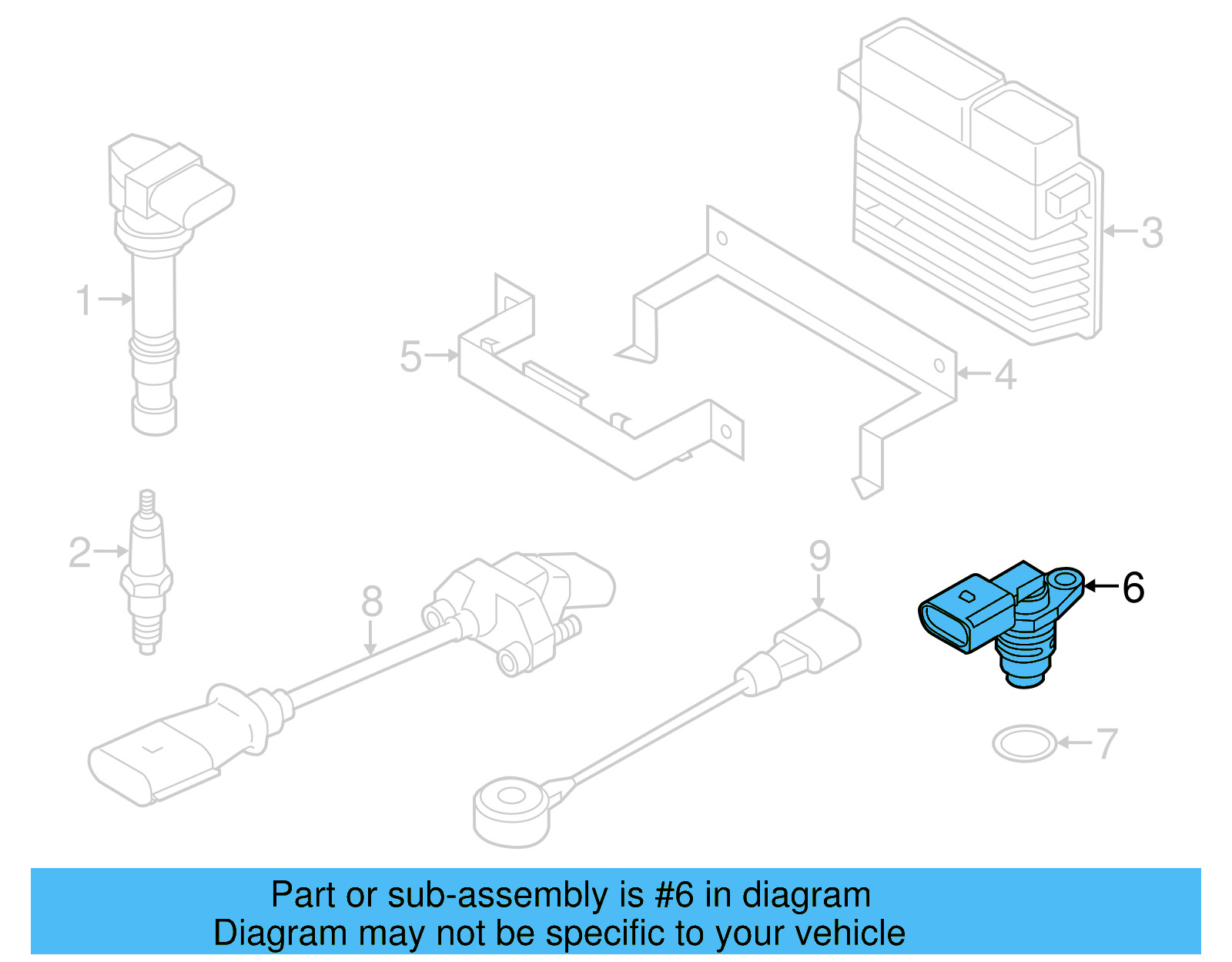 Camshaft Position Sensor 07K-907-601-A - View 14