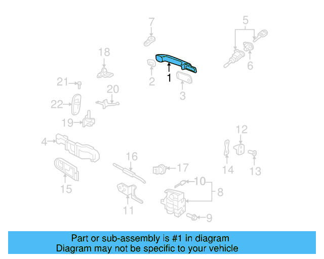 Handle, Outside (Unpainted) 1c0837205gru - View 4