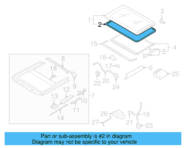 Sunroof Glass Gasket 8D0-877-297 - View 48