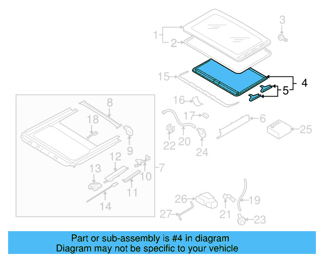Sunroof Cover 1K0-877-255-A-3U5 - View 20