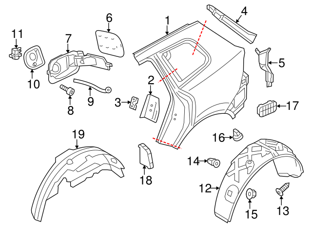 Quarter Panel Splash Shield Nut N-907-579-01 - View 35