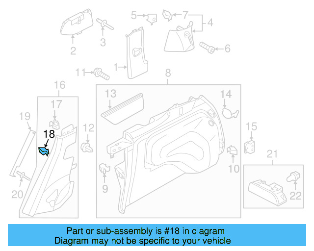 Lower Quarter Trim Retainer Clip 7L0-867-208 - View 53