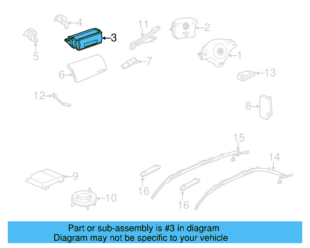 Passenger Air Bag 1J0-880-204-K - View 13