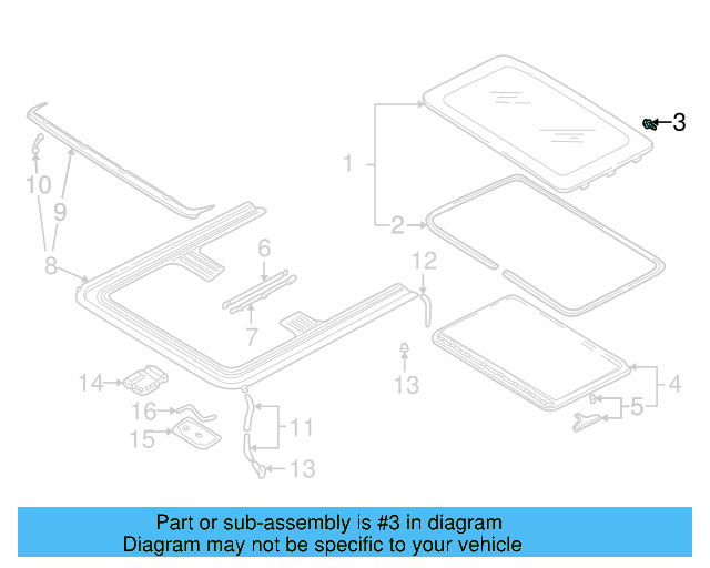 Sunroof Glass Bolt 8D0-877-721-B - View 9
