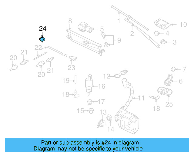Windshield Washer Hose Grommet 1J0-955-998-C