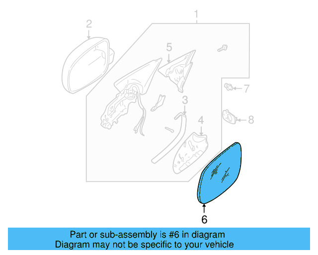MIRROR GLASS Right side 3B1-857-522-A - View 12