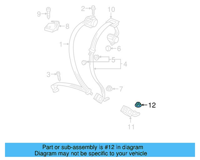 Center Belt Assembly Nut N-989-234-03 - View 12