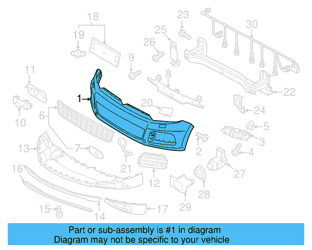 Bumper Cover (Unpainted) 7p6807221cgru - View 3