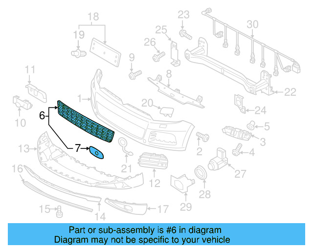 Lower Grille 7P6-853-671-E-RYP - View 11