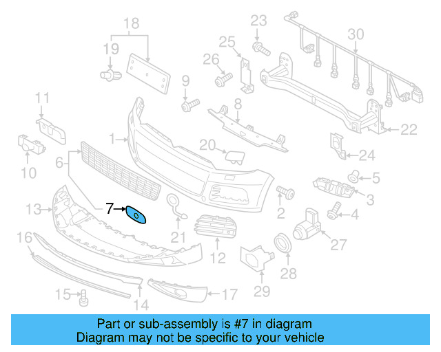 Lower Grille Cap 7P6-854-375-A-9B9 - View 3