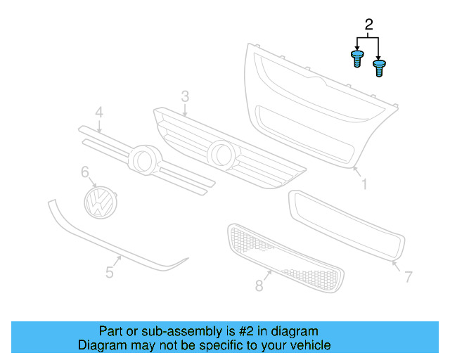 Upper Grille 7L6-853-653-H-9B9 - View 5