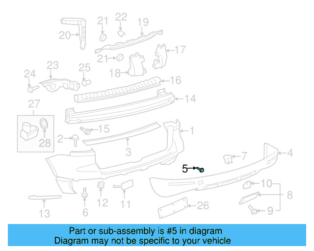 Bumper Cover Support Rail Bolt 6N0-807-199