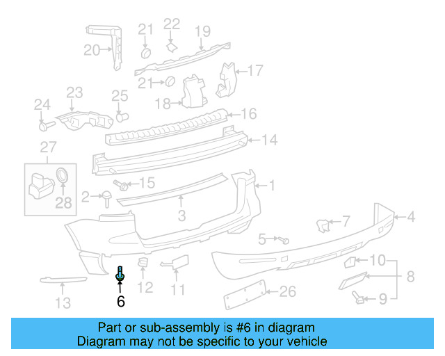 Bumper Cover Support Rail Bolt 6N0-807-199 - View 4