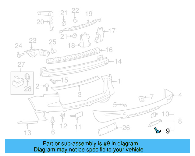 Bumper Cover Support Rail Bolt 6N0-807-199 - View 21