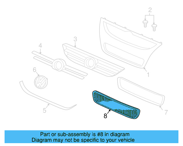 Upper Grille 7L6-853-653-H-9B9 - View 7