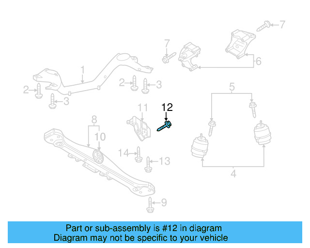 Trans Mount Bracket Mount Bolt N-100-155-07 - View 12