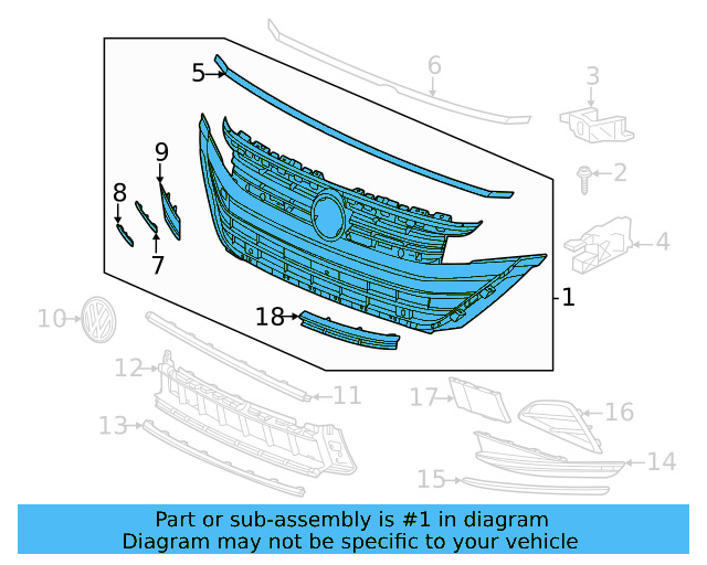 Grille Assembly 3G8-853-651-AR-ZLL - View 4