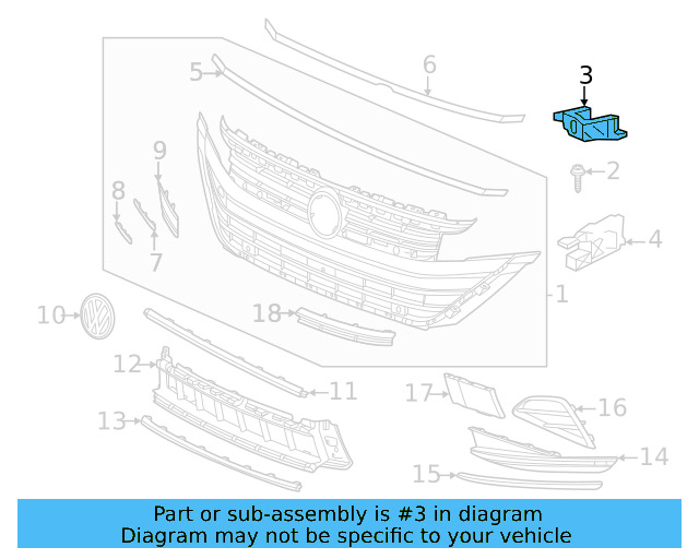 Grille Assembly Mount Bracket 3G8-805-821 - View 5