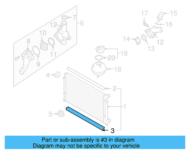 Radiator Lower Seal 1K0-121-345-J - View 5