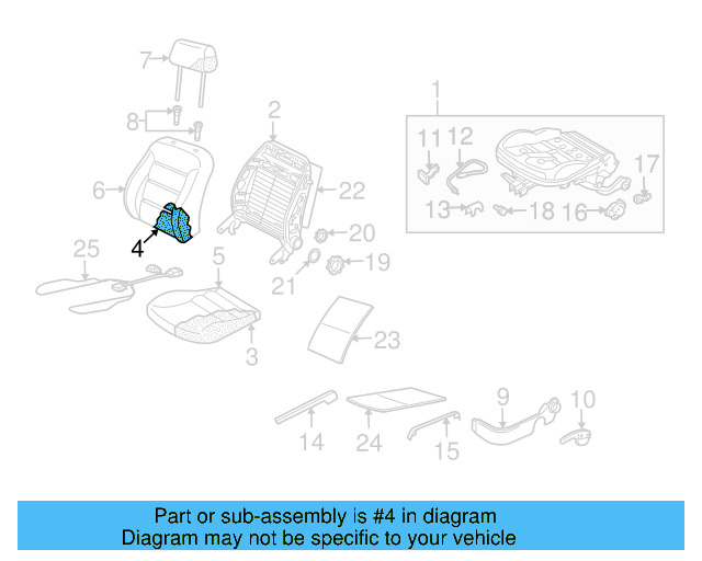 Seat Back Pad 1J0-881-775-CT - View 2