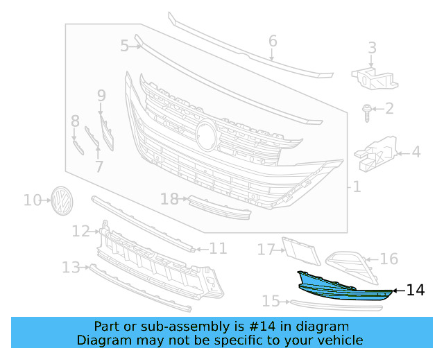 Outer Grille 3G8-853-666-D-9B9 - View 3