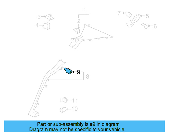 Pillar Trim Clip 3C0-867-333 - View 50
