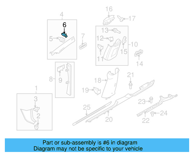 Upper Quarter Trim Clip 3B0-880-288-A - View 10