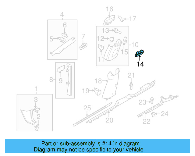 Upper Center Pillar Trim Trim Plate 5G0-853-437-Y20 - View 18