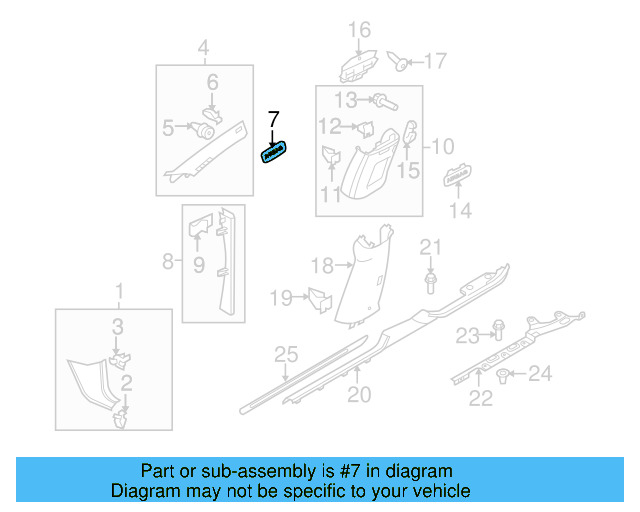 Upper Center Pillar Trim Trim Plate 5G0-853-437-Y20 - View 17