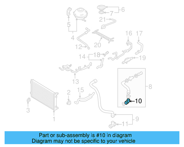 Upper Hose Coupling 1C0-122-291 - View 36