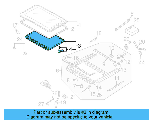 Sunroof Frame 7L0-877-255-3U5 - View 3