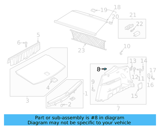 Lower Quarter Trim Retainer Clip 7L0-867-208 - View 68