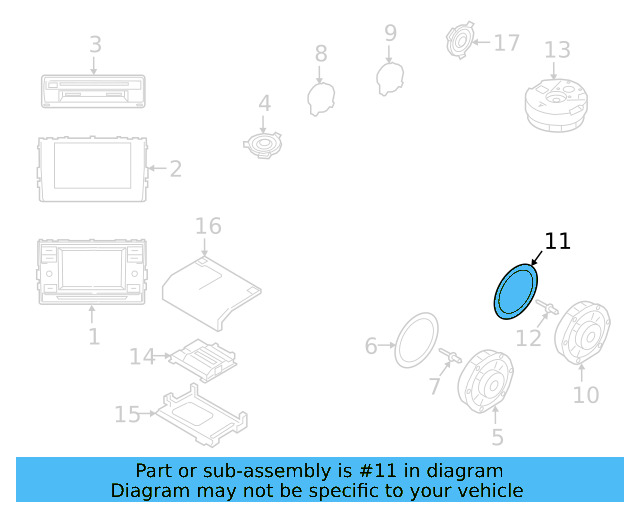 Rear Dr Speaker Seal 7N0-971-798-A - View 6