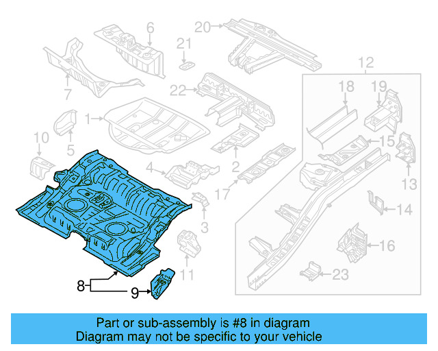 Center Floor Pan 7P0-802-011-A - View 13