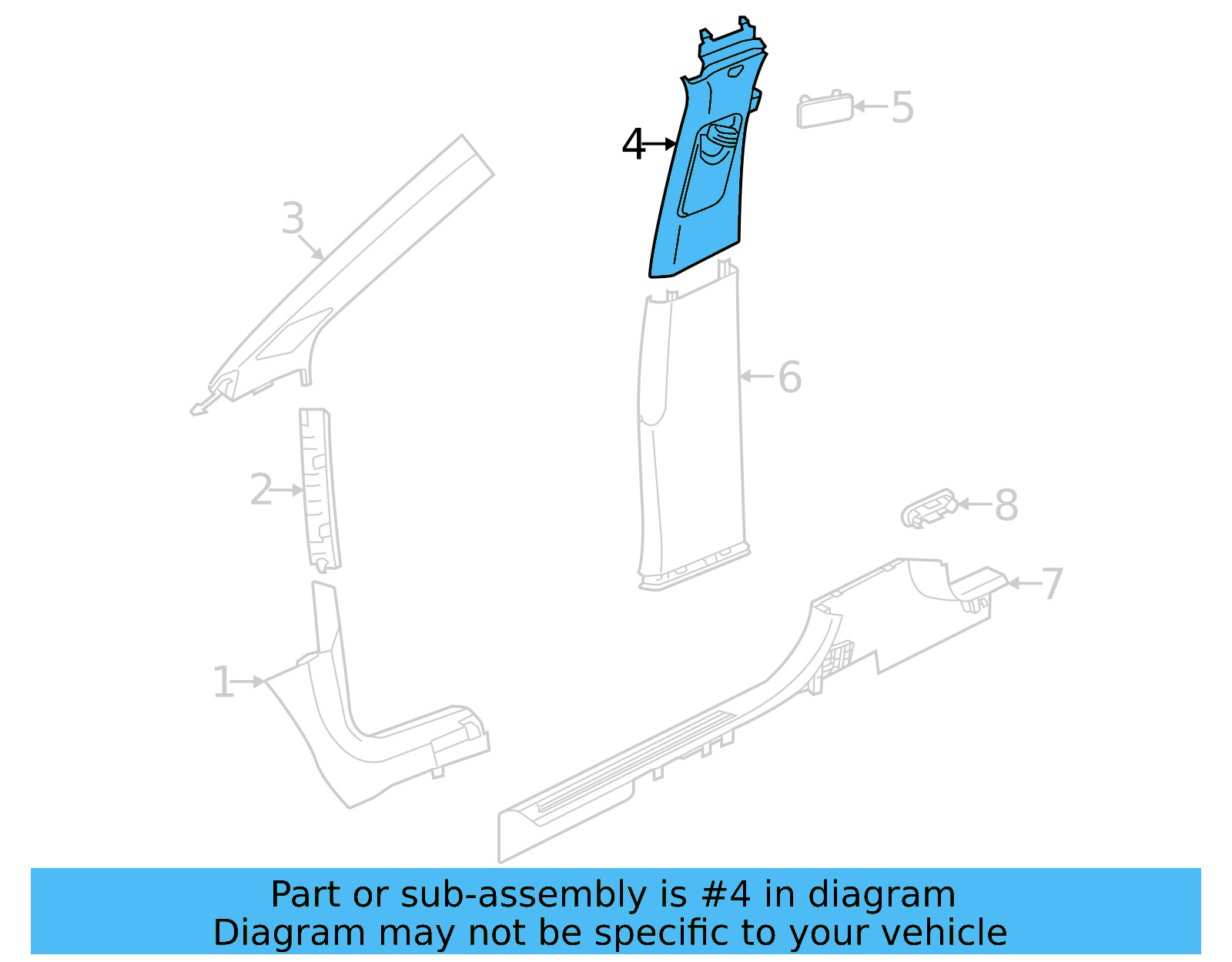 Upper Center Pillar Trim 11K-867-243-4PK - View 4