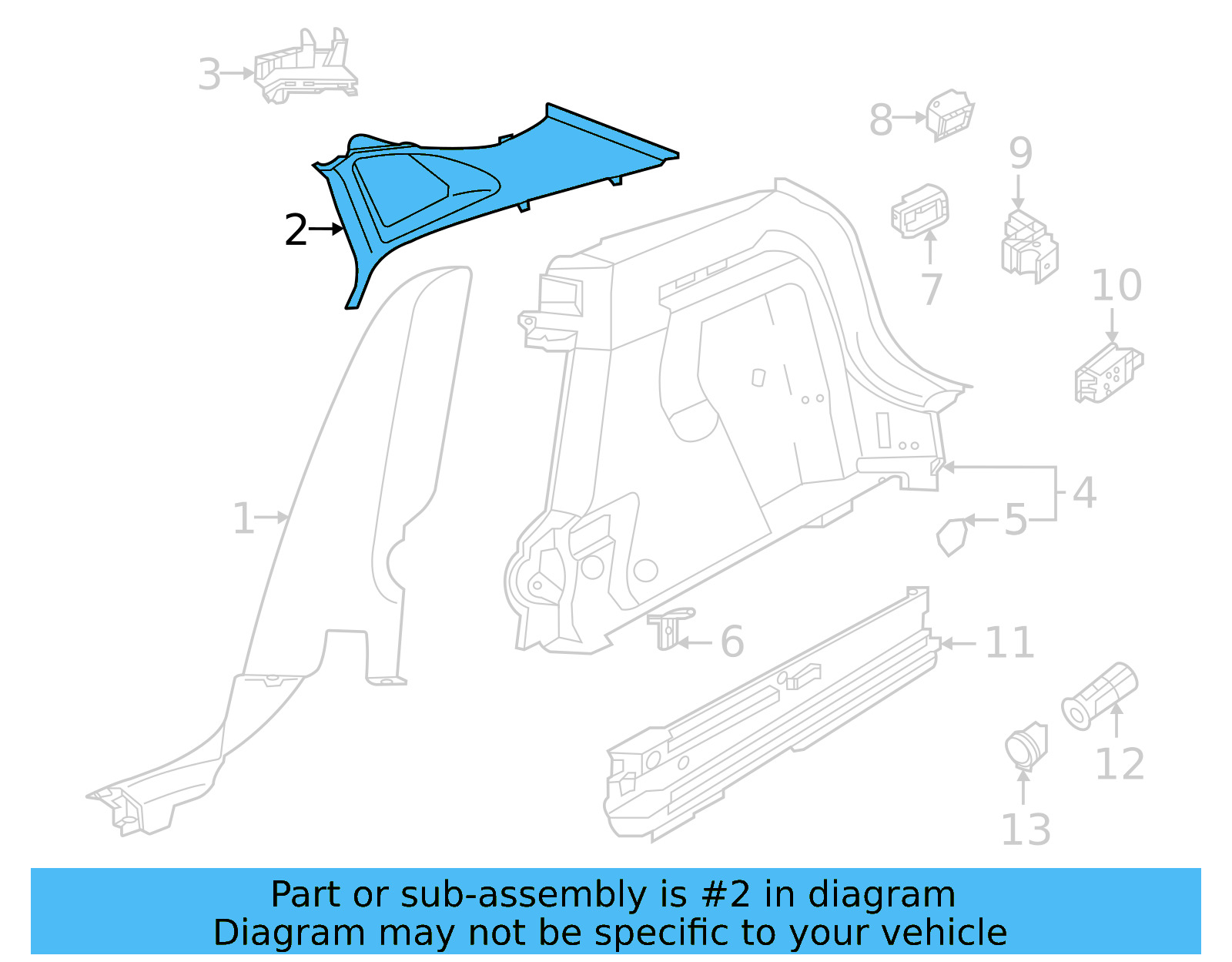 Rear Pillar Trim 11K-867-287-4PK - View 2