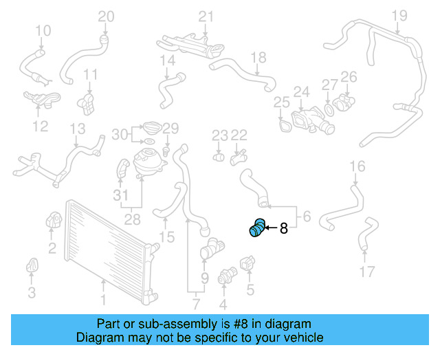 Cooling System Bypass Line Adapter 1J0-122-291 - View 3