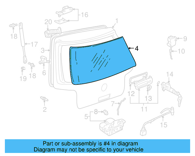 Lift Gate Glass 1J6-845-051-F - View 5