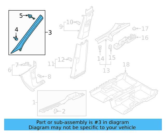 Windshield Pillar Trim 5NN-867-233-A-RM5 - View 4