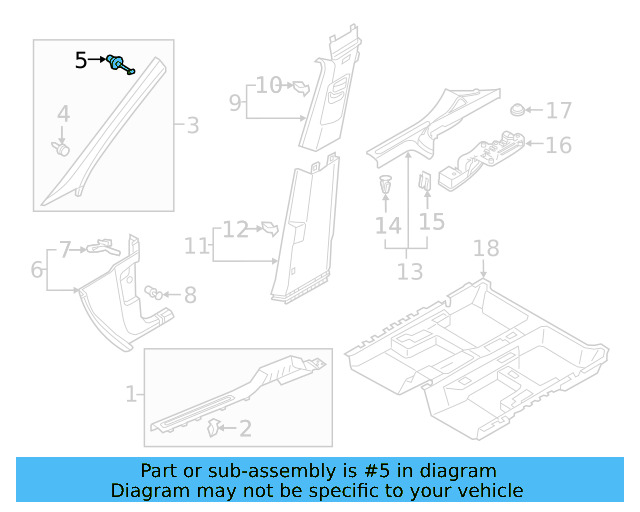 Windshield Pillar Trim Clip 5NA-867-276-B - View 23