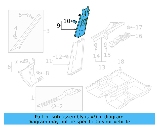 Upper Center Pillar Trim 5NN-867-243-A-RM5