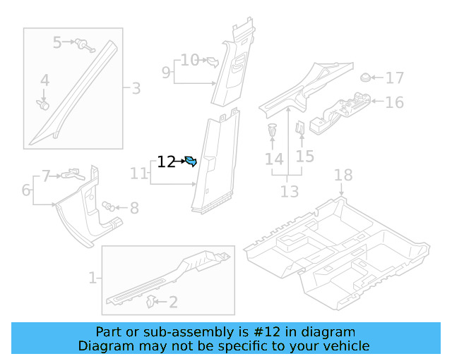 Lower Center Pillar Trim Clamp 1J0-863-265-A - View 10