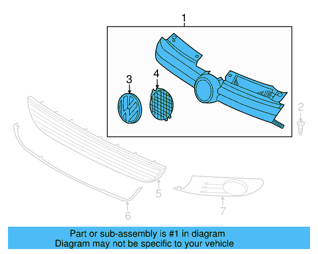 Upper Grille 1K9-853-651-E-ZLL - View 15