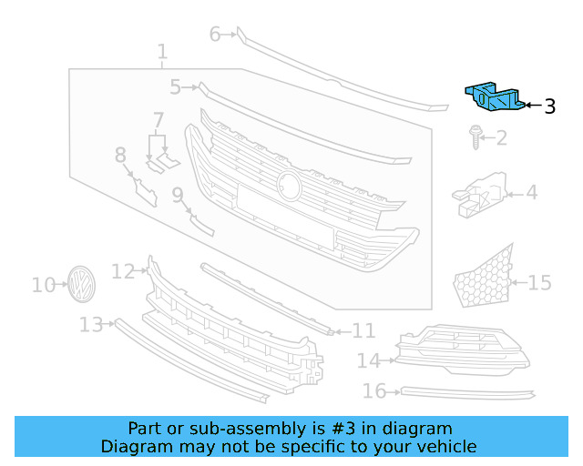 Grille Assembly Bracket 3G8-853-203 - View 3