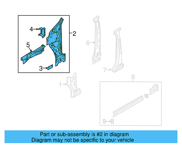Inner Hinge Pillar 5N0-802-124 - View 4