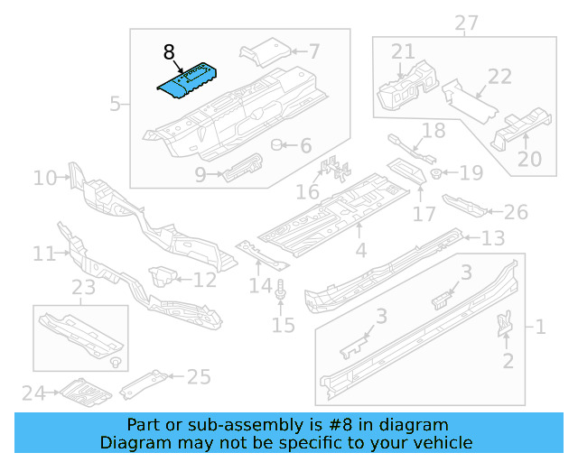 Center Floor Pan Reinforcement 5QN-803-075 - View 3