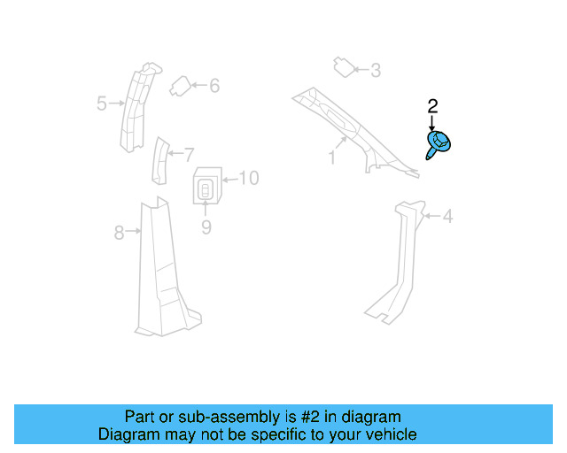 Windshield Pillar Trim U WHT-004-437 - View 3