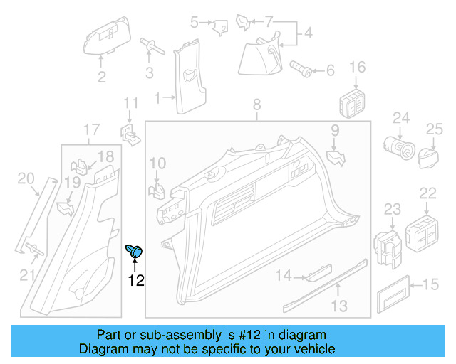 Lower Quarter Trim Retainer Clip 7L0-867-208 - View 18